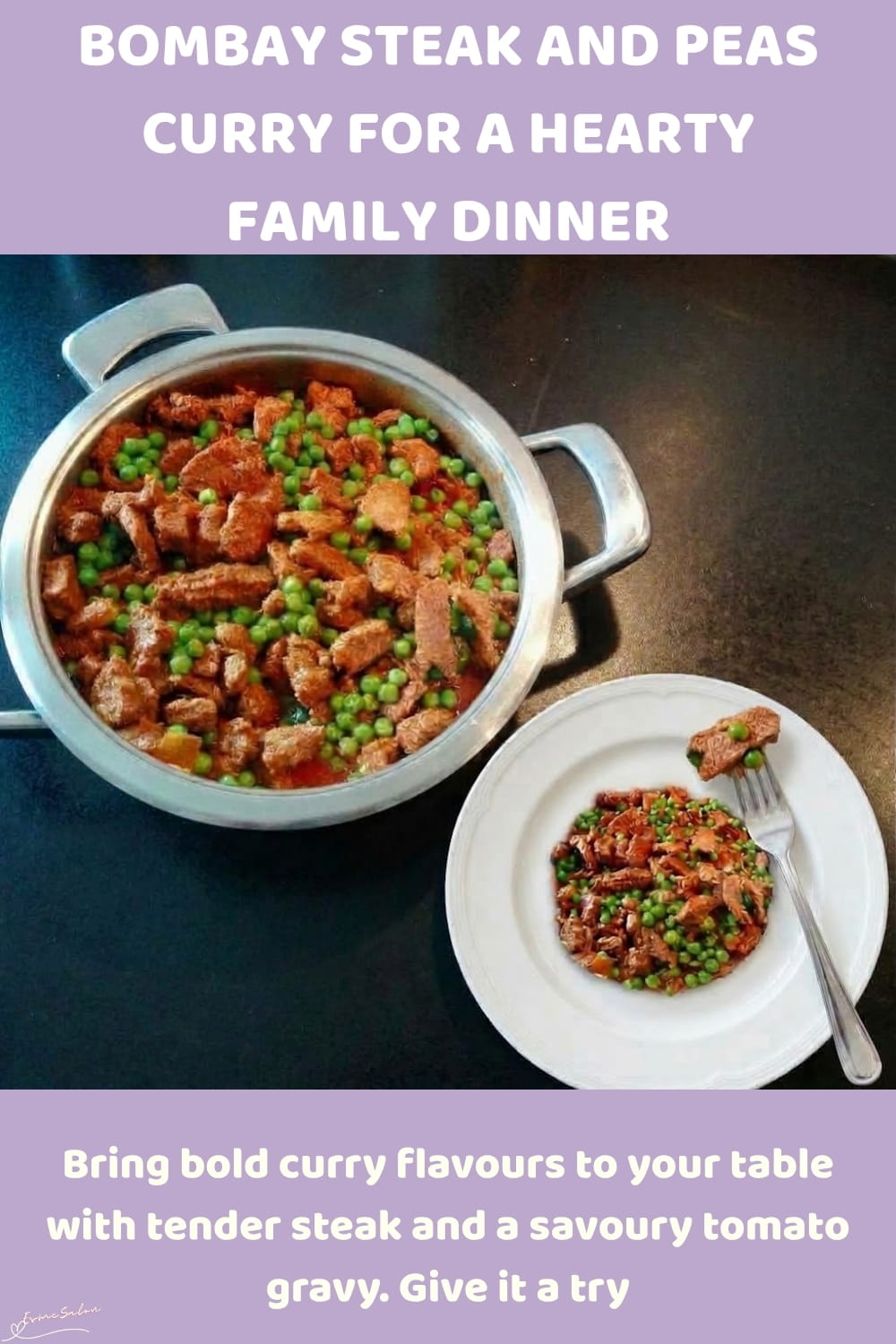 An image of a pot of rich, boldly spiced Beef and Peas Curry