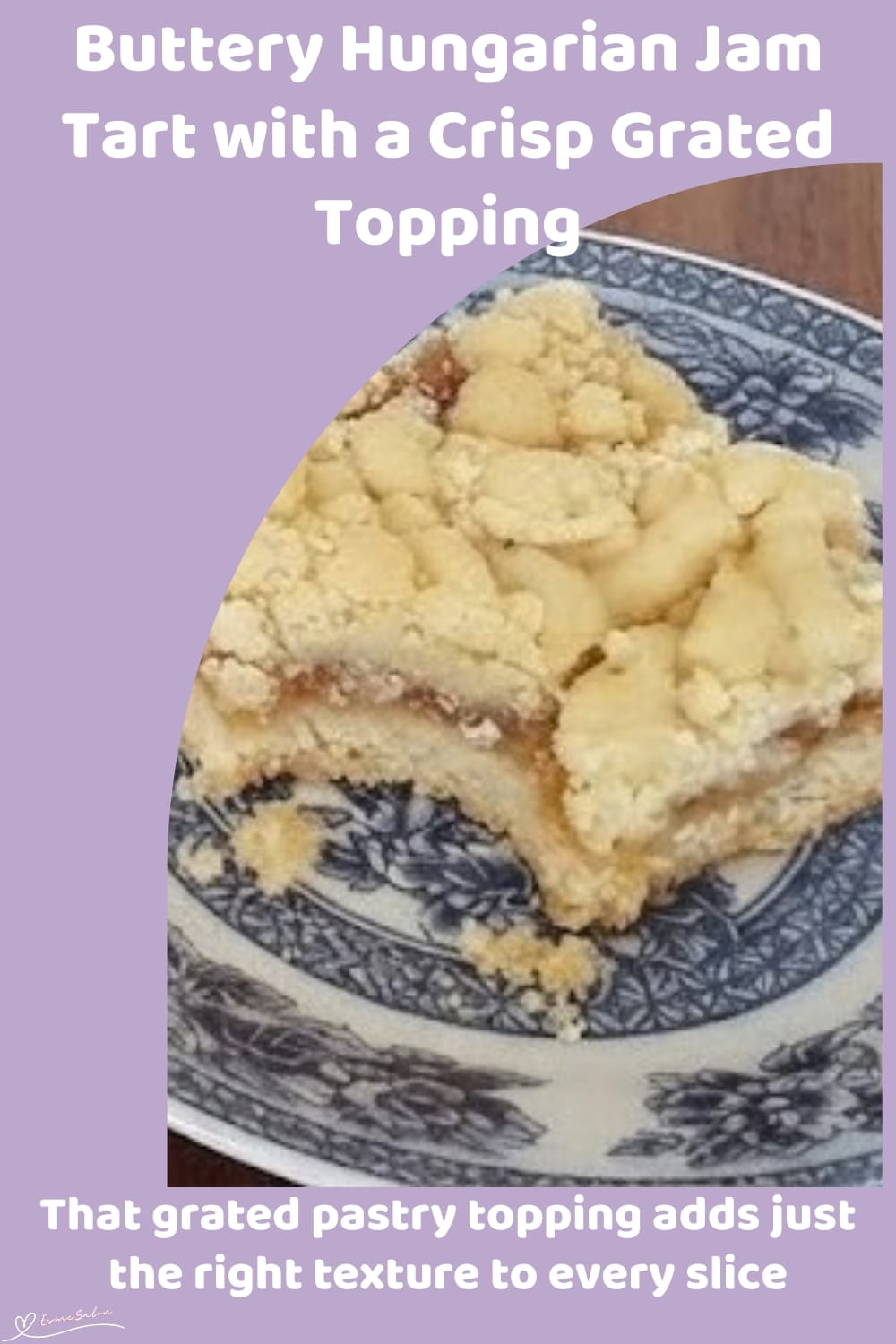 An image of a blocks of Buttery Hungarian Jam Tart with crumbly topping