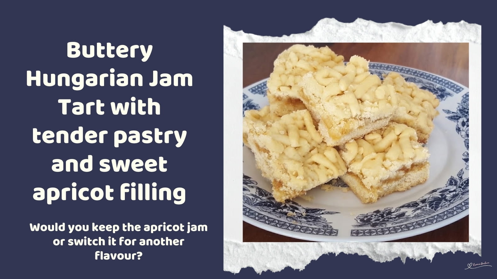 An image of a blocks of Buttery Hungarian Jam Tart with crumbly topping