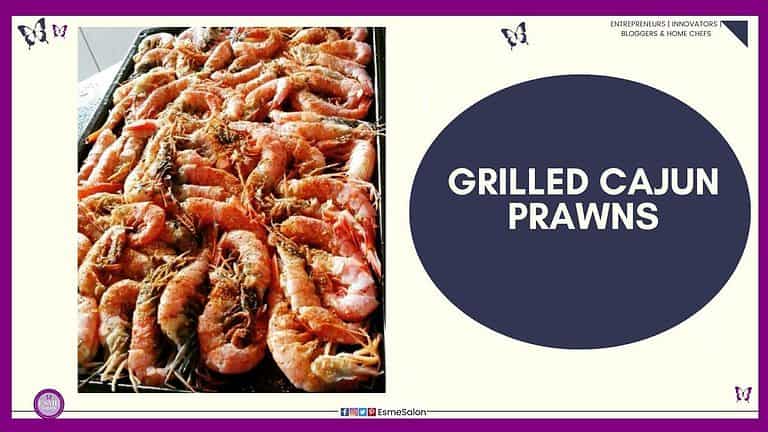an image of a tray filled with delicious Grilled Cajun Prawns