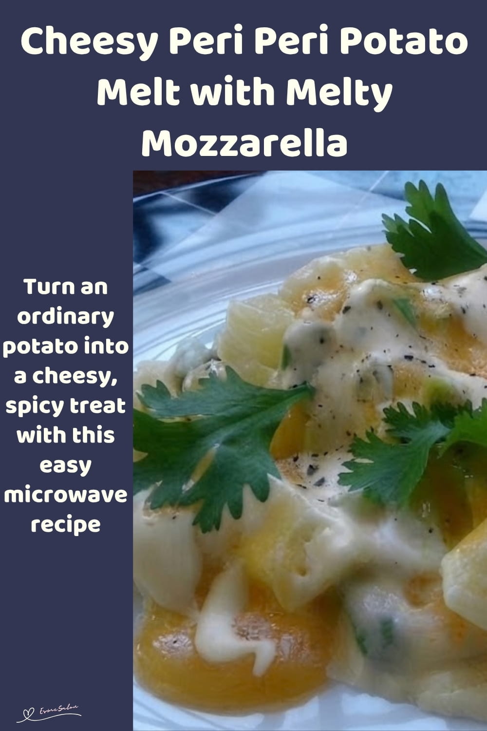 An image of a plate of Cheesy Peri Peri Potato Melt with cream cheese and Greek yogurt