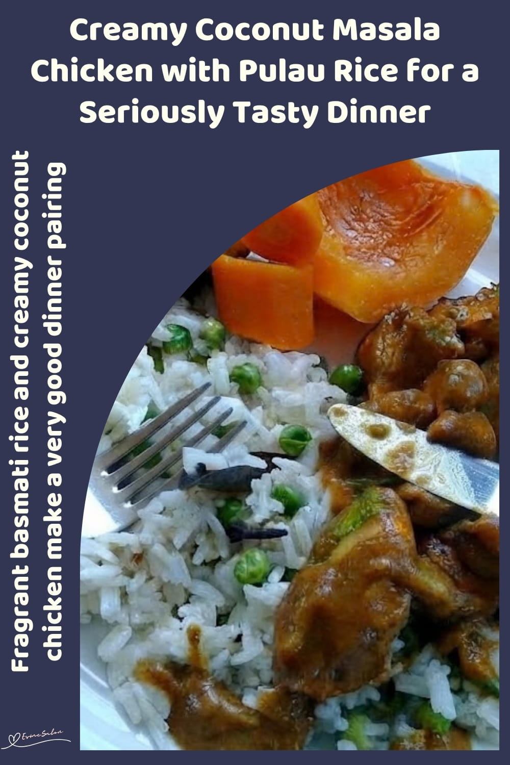 An image of a plate of Coconut Masala Chicken with Basmati and Cumin Rice