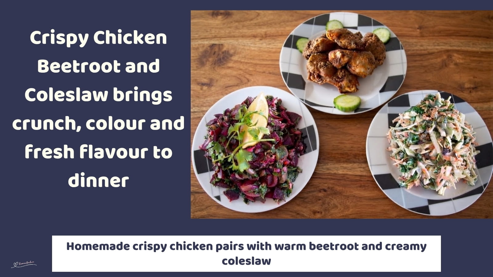 n image of a plate of Crispy Chicken, Beetroot, and Coleslaw