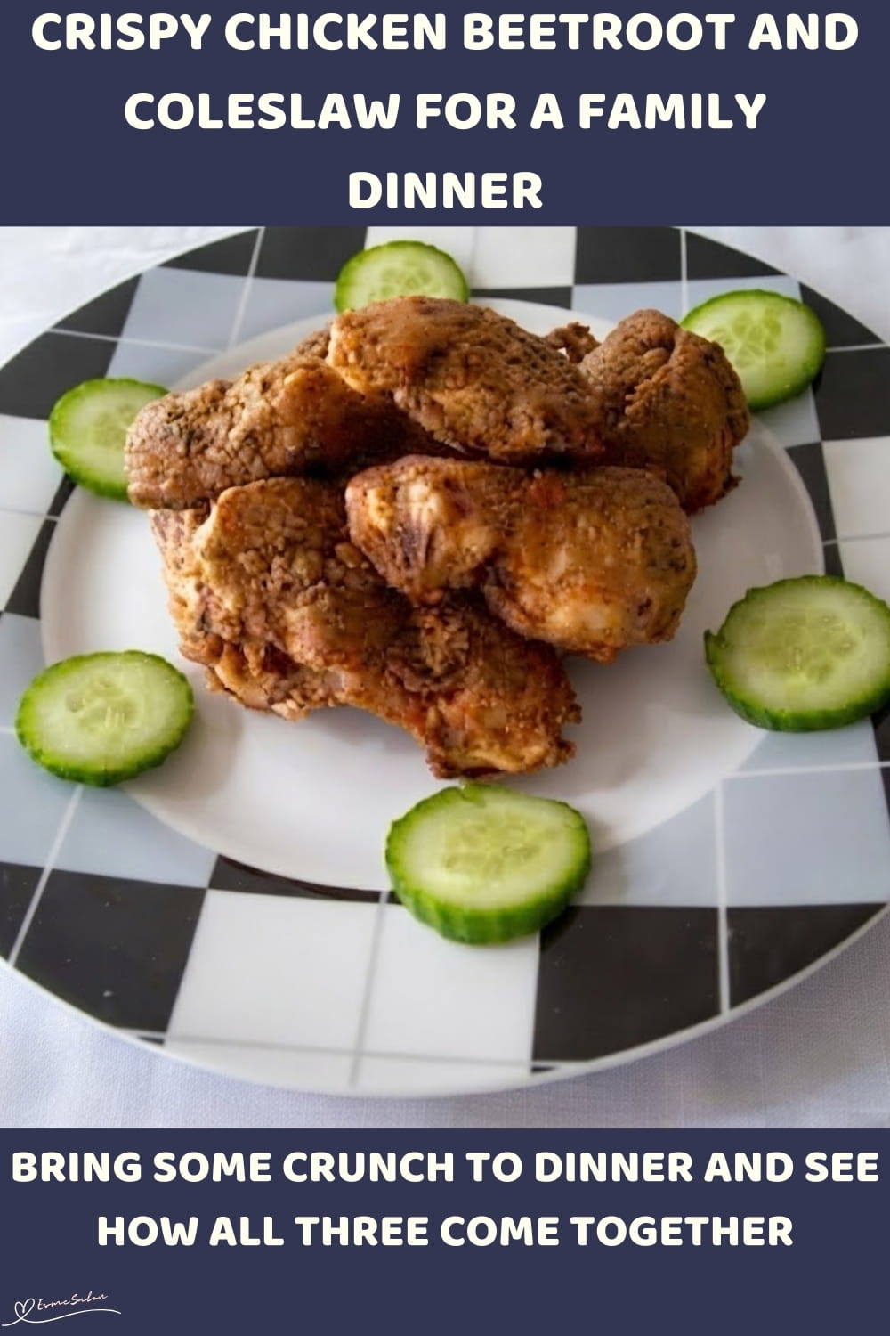 n image of a plate of Crispy Chicken, Beetroot, and Coleslaw