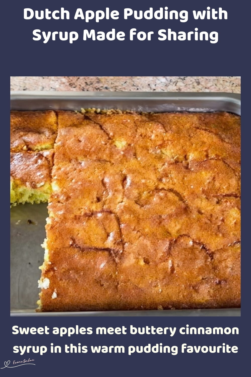 An image of a baking tray with Dutch Apple Pudding with Syrup