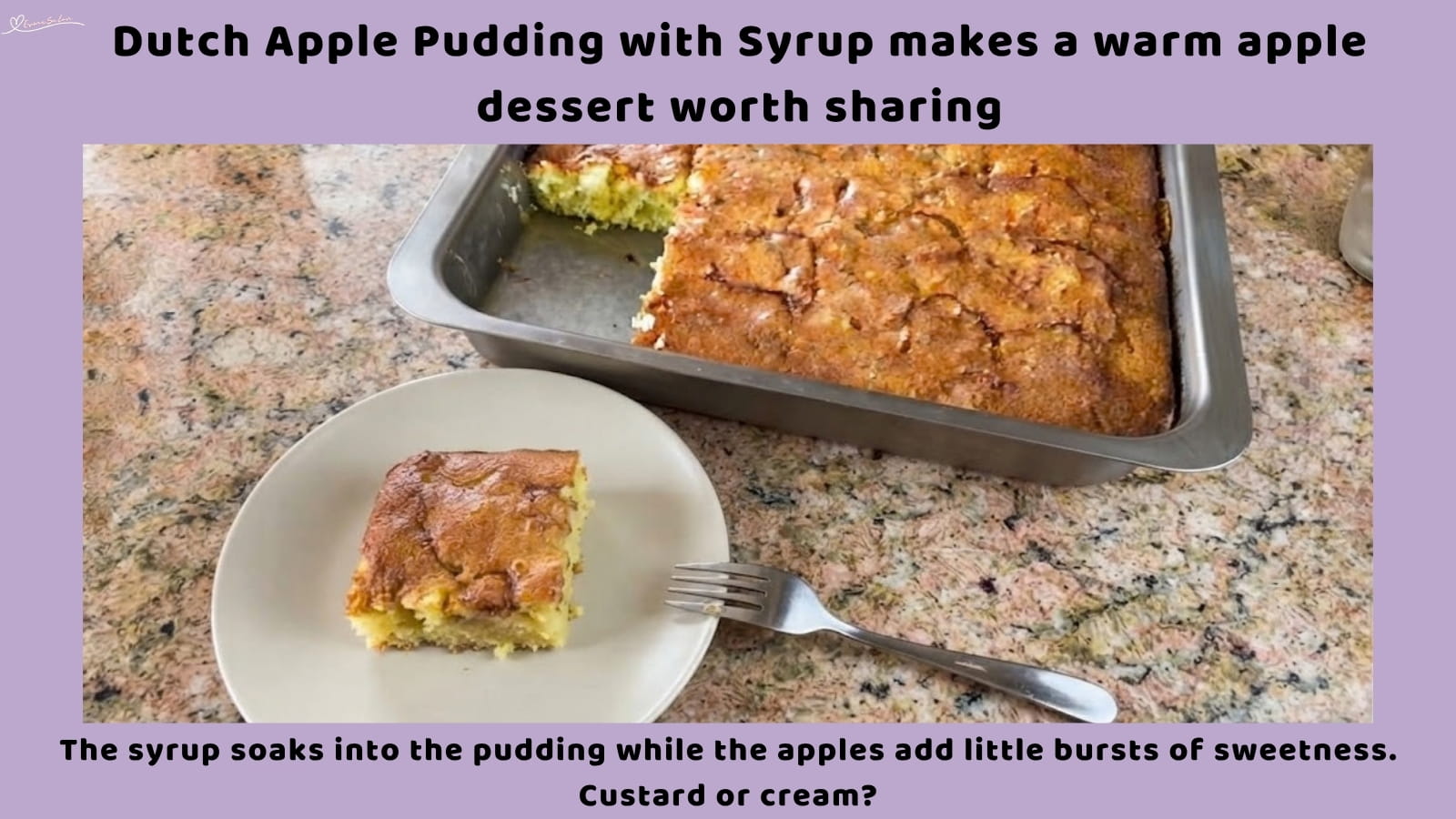 An image of a baking tray with Dutch Apple Pudding with Syrup