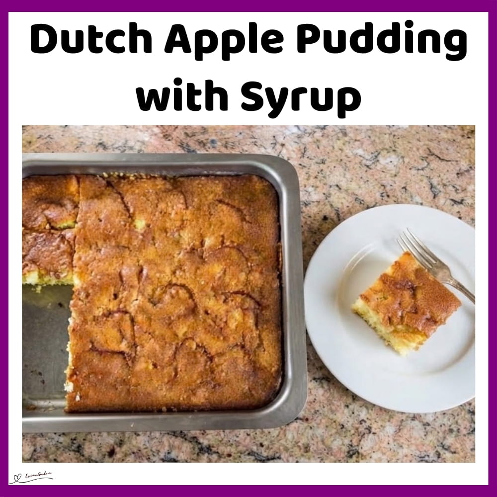 An image of a baking tray with Dutch Apple Pudding with Syrup