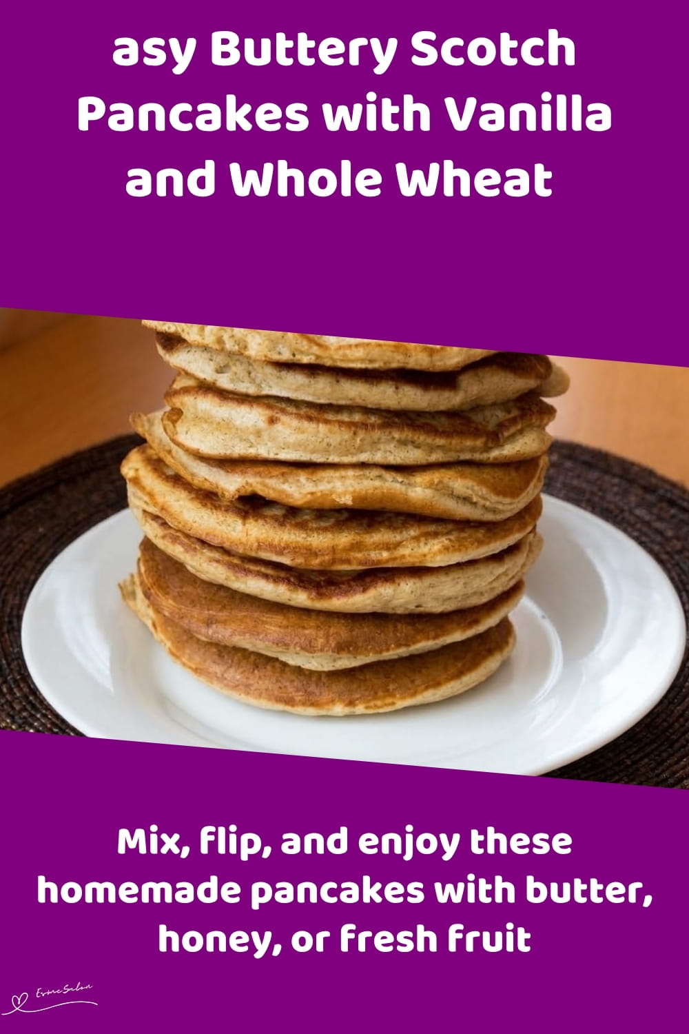 An image of a stack of Whole Wheat Scotch pancakes/drop Scones with milk and egg