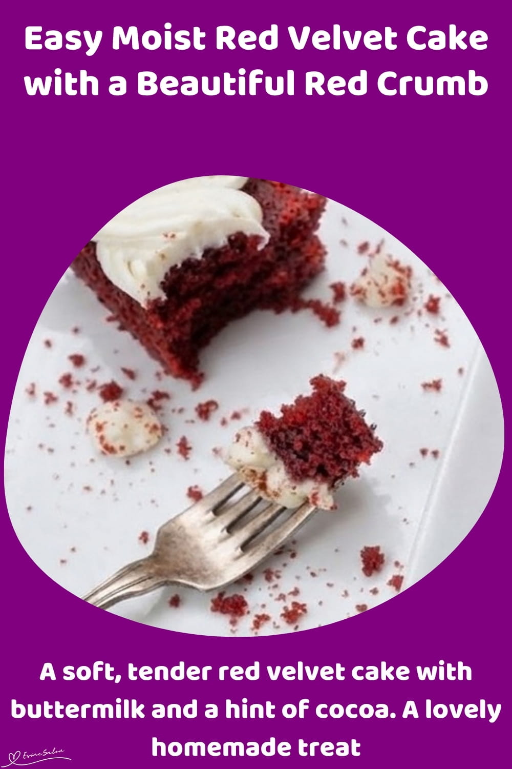 An image of cubes of Red Velvet Cake with Buttermilk and cream cheese frosting