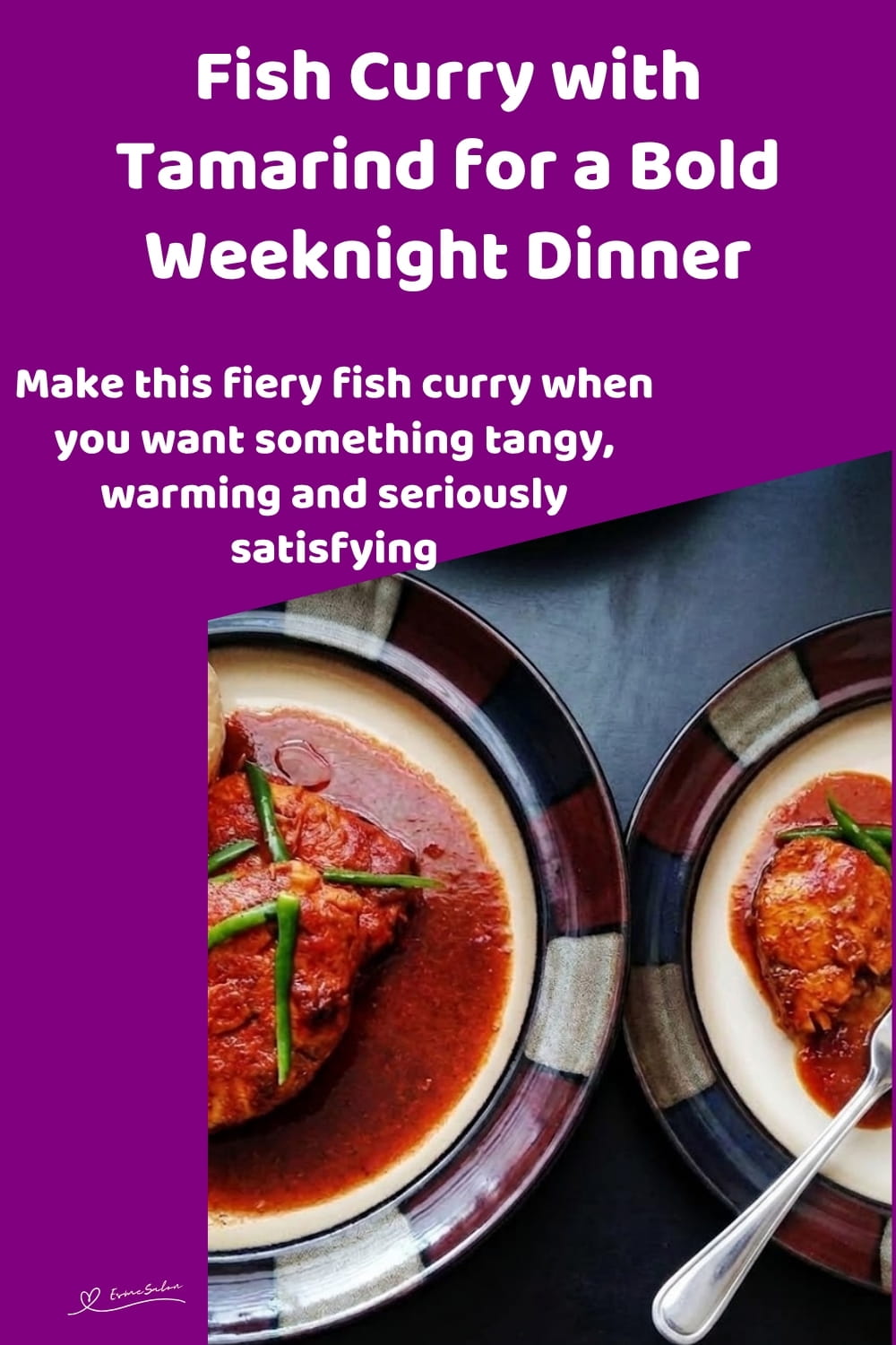 An image of a plate of Fish Curry with Tamarind, toasted spices, garlic and crushed ginger