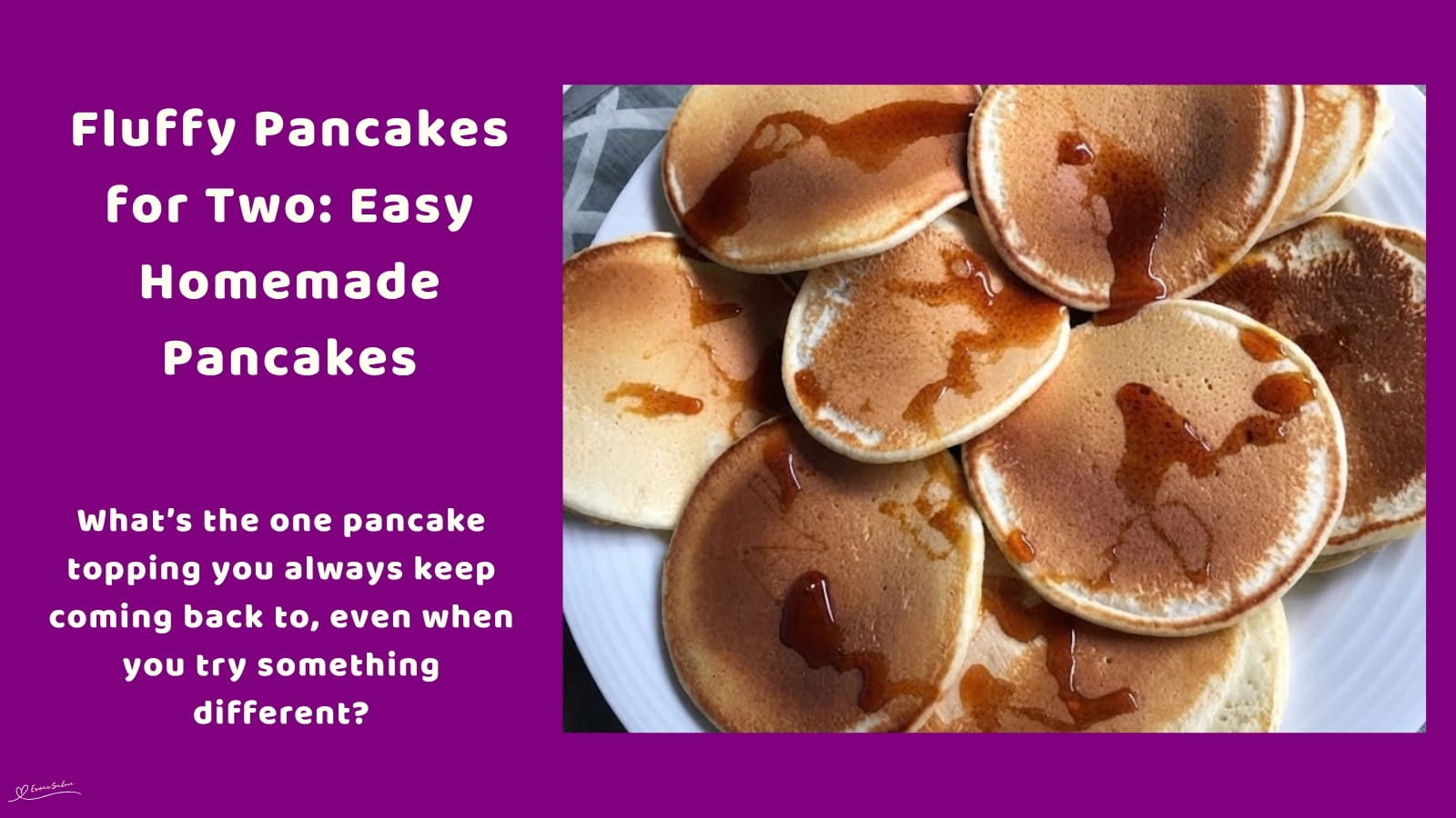 An image of a stack of Fluffy Pancakes drizzled with syrup