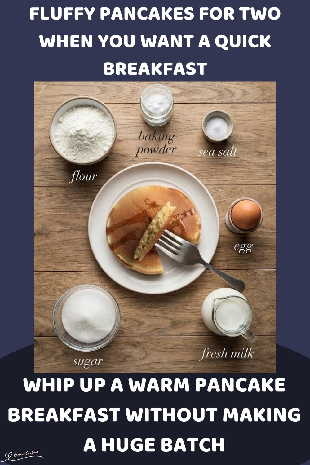 An image of a stack of Fluffy Pancakes drizzled with syrup