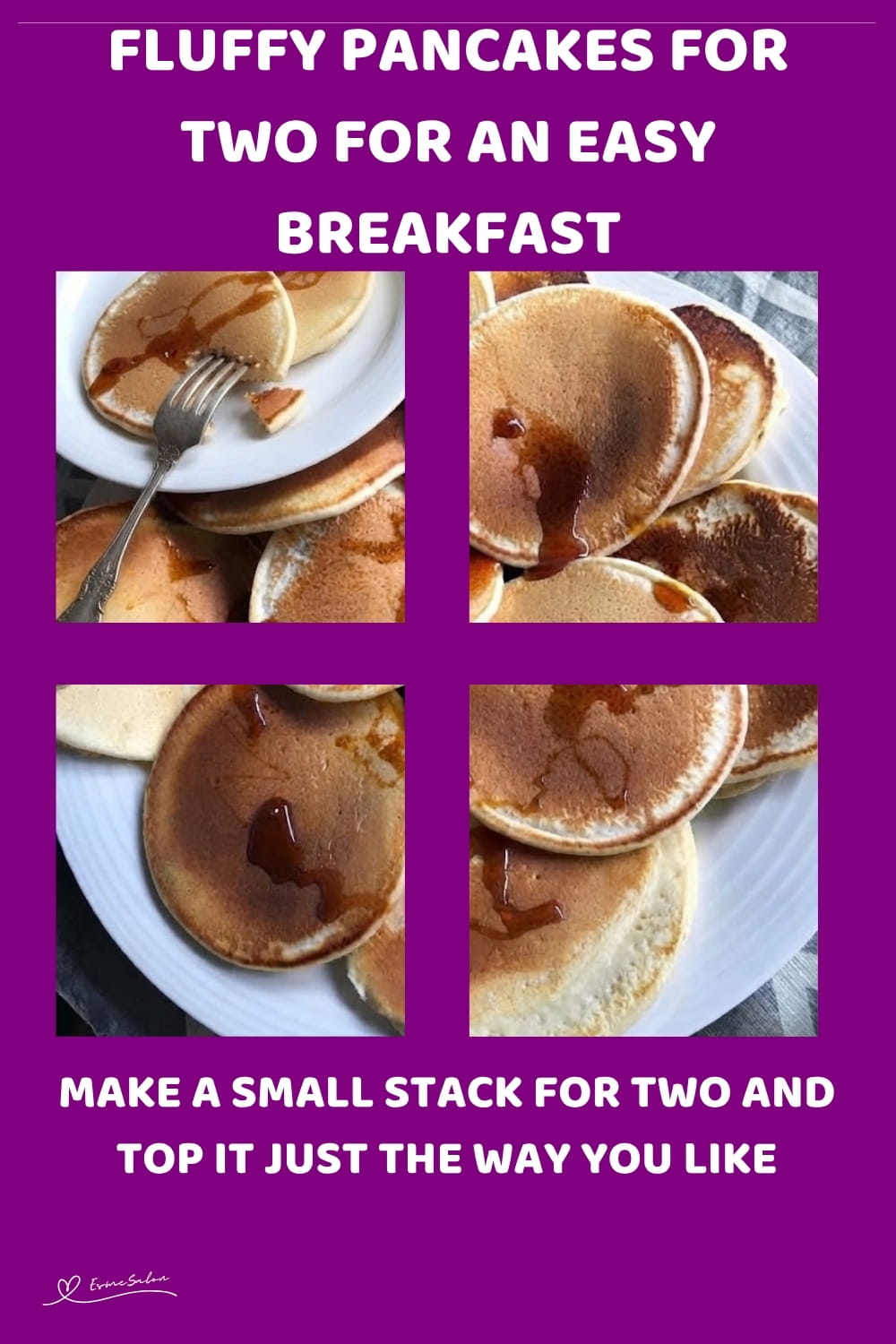 An image of a stack of Fluffy Pancakes drizzled with syrup