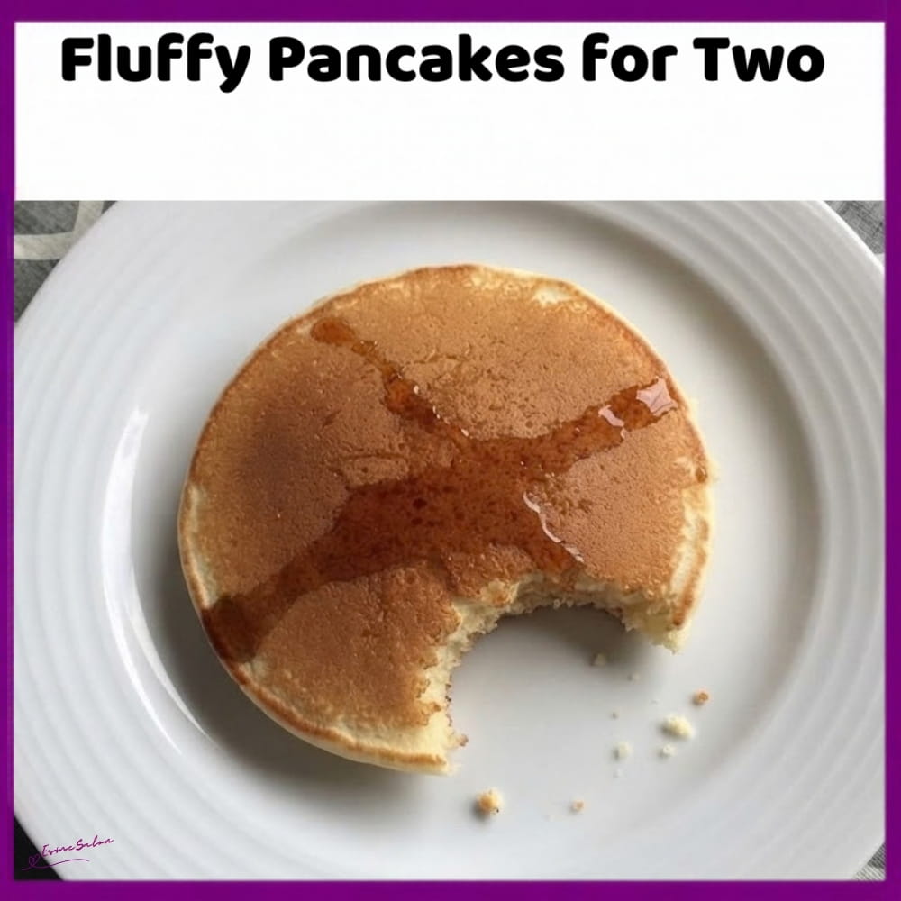 An image of a stack of Fluffy Pancakes drizzled with syrup