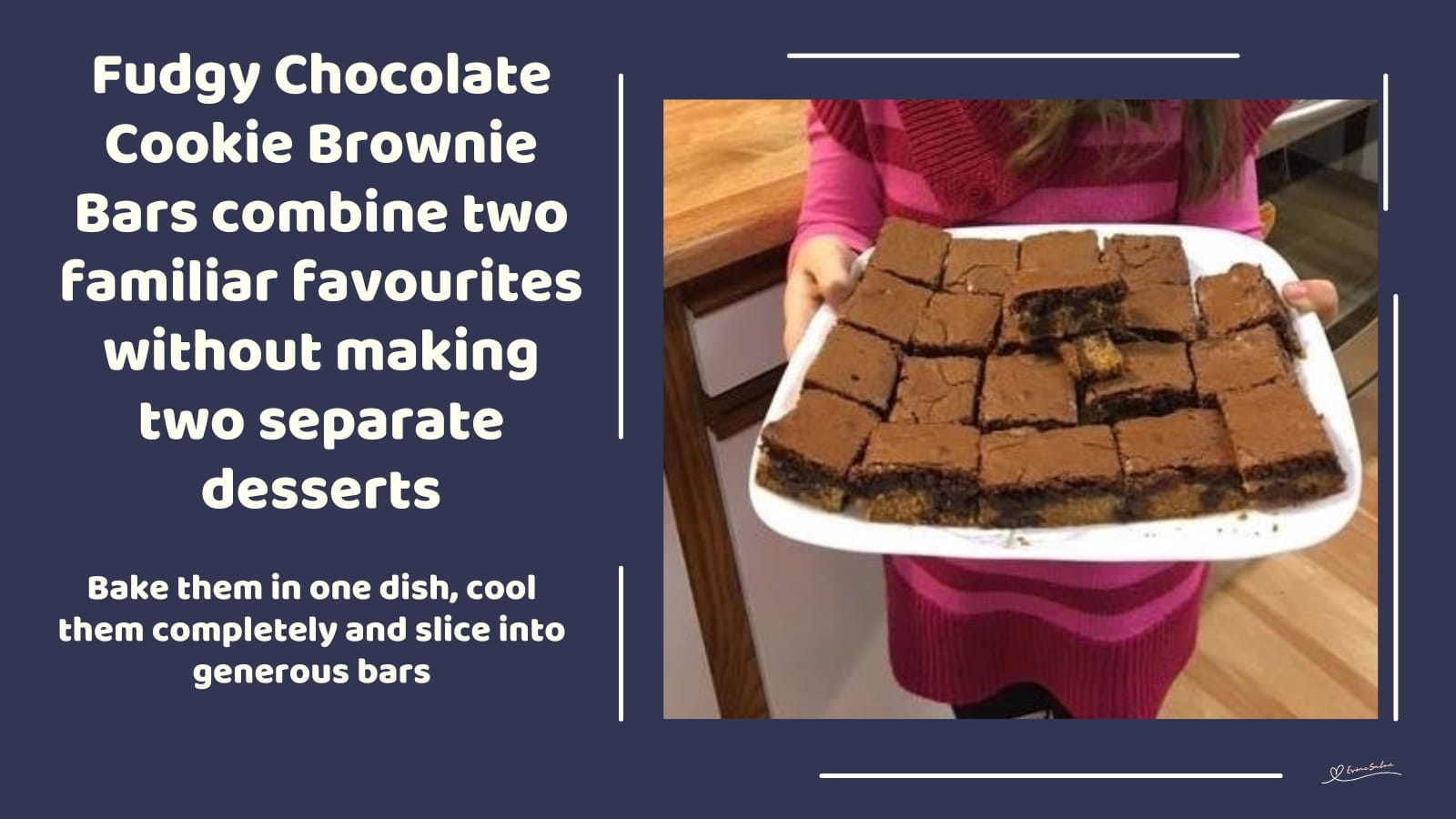 An image of a plate with Fudgy Chocolate Cookie Brownie Bars