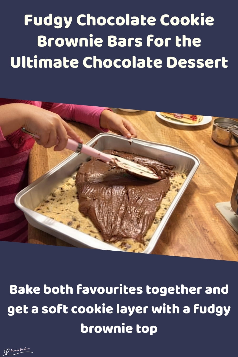 An image of a plate with Fudgy Chocolate Cookie Brownie Bars