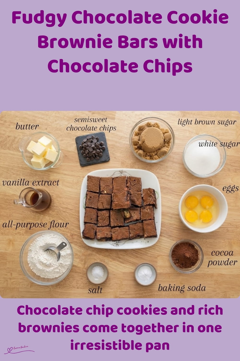 An image of a plate with Fudgy Chocolate Cookie Brownie Bars