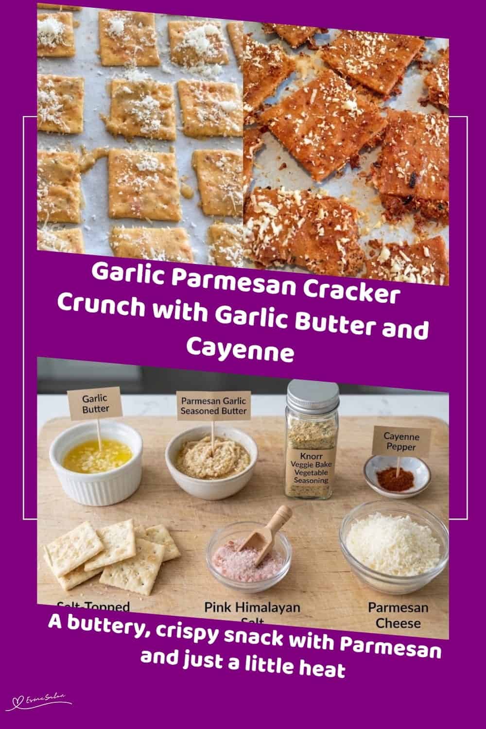 An image of a plate of Crispy crackers with garlic butter, Parmesan and a little cayenne
