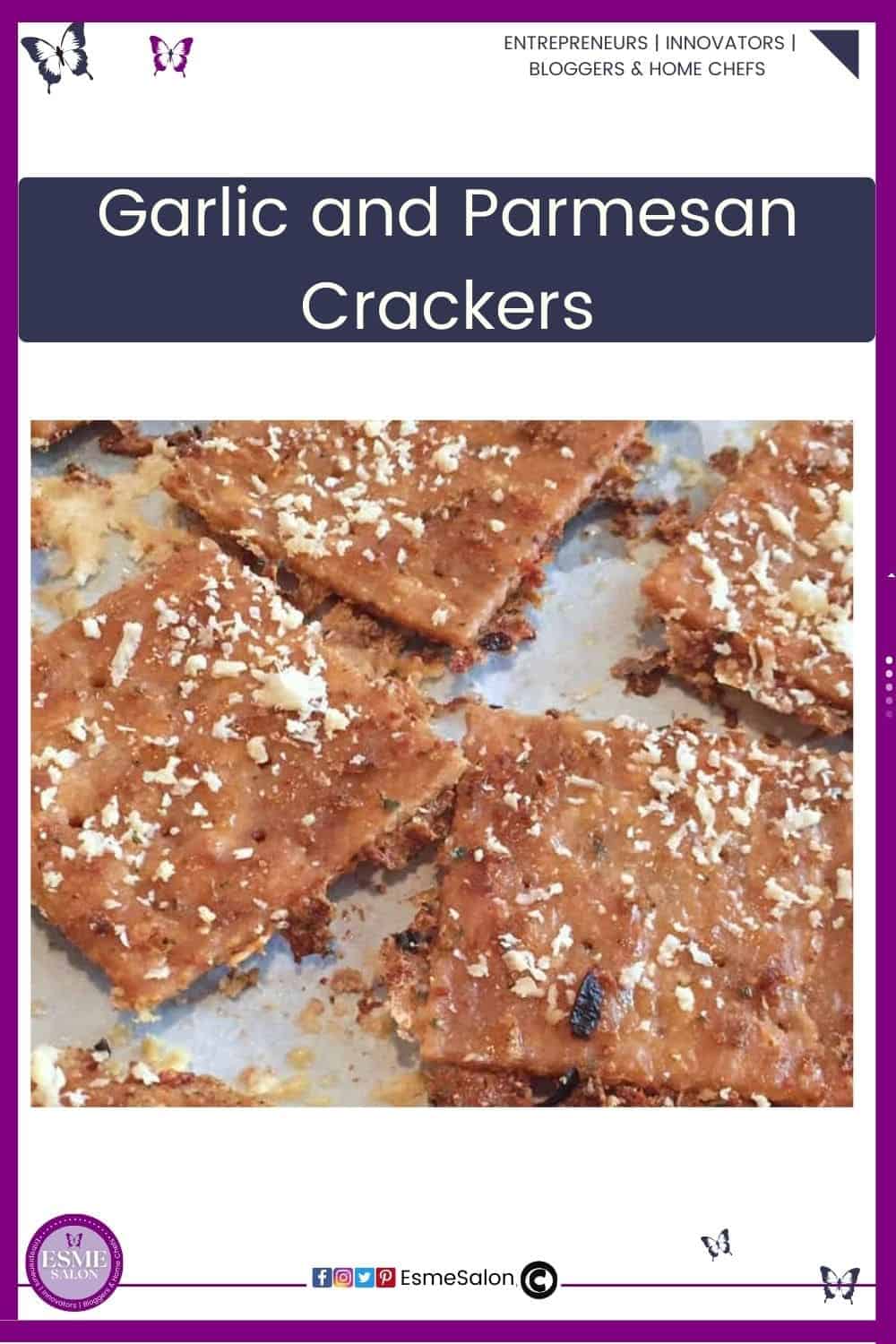 an image of baked and unbaked Garlic and Parmesan Crackers