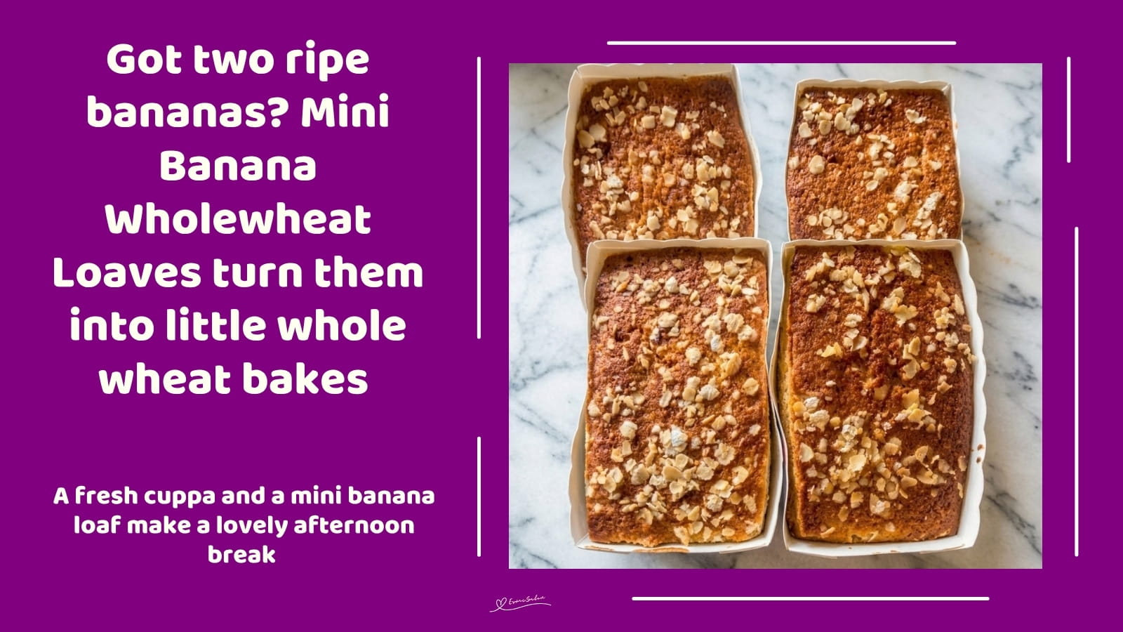 An image of Mini Banana Wholewheat Loaves with a sprinkling of oats as decoration