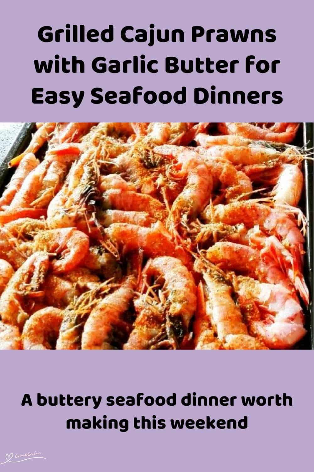 An image of a tray filled with Garlic Butter Oven Grilled Cajun Prawns