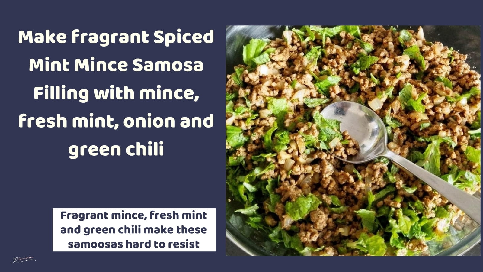 An image of a bowl of Spiced Mint Mince Samosa Filling ready for filling your Pur