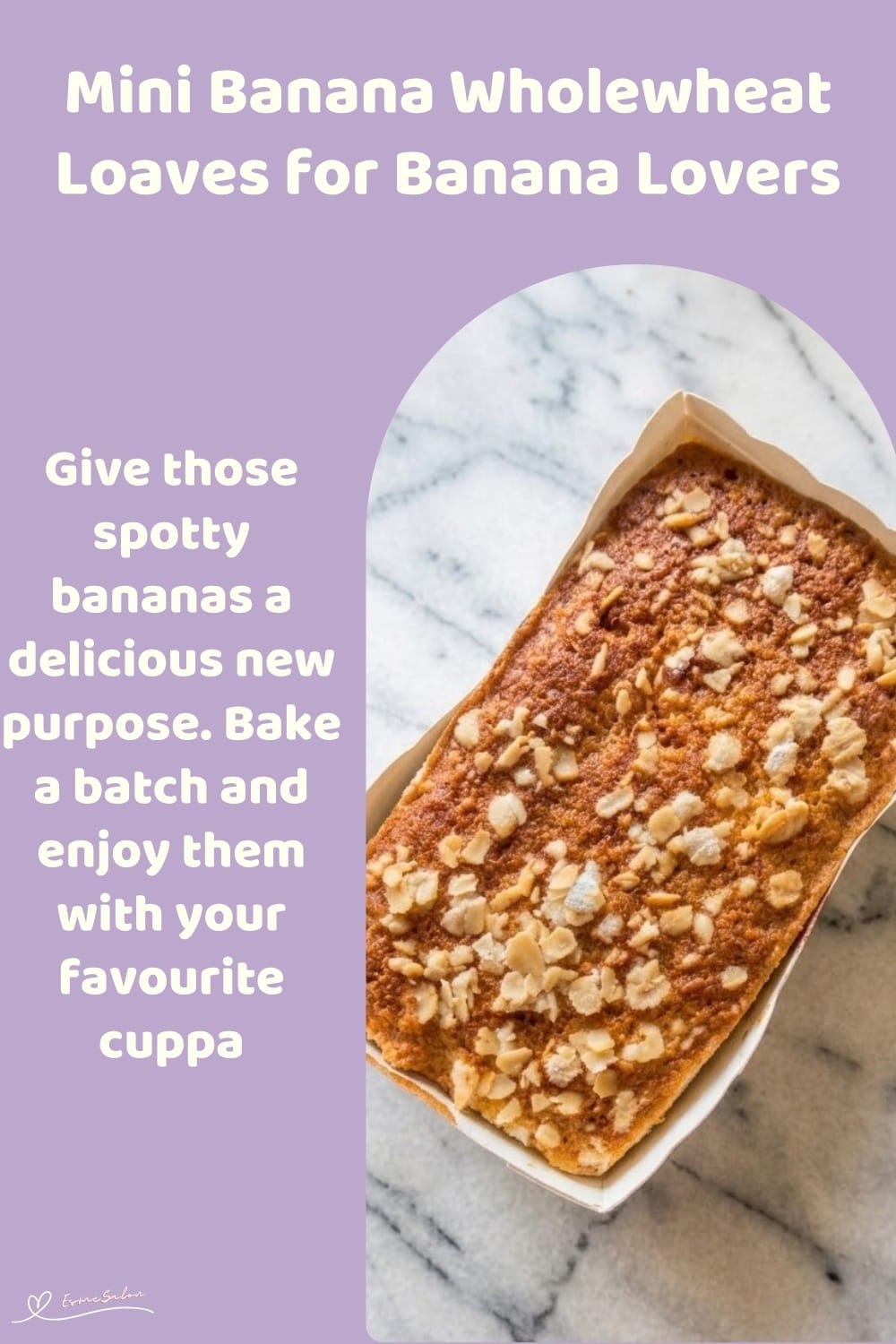 An image of Mini Banana Wholewheat Loaves with a sprinkling of oats as decoration