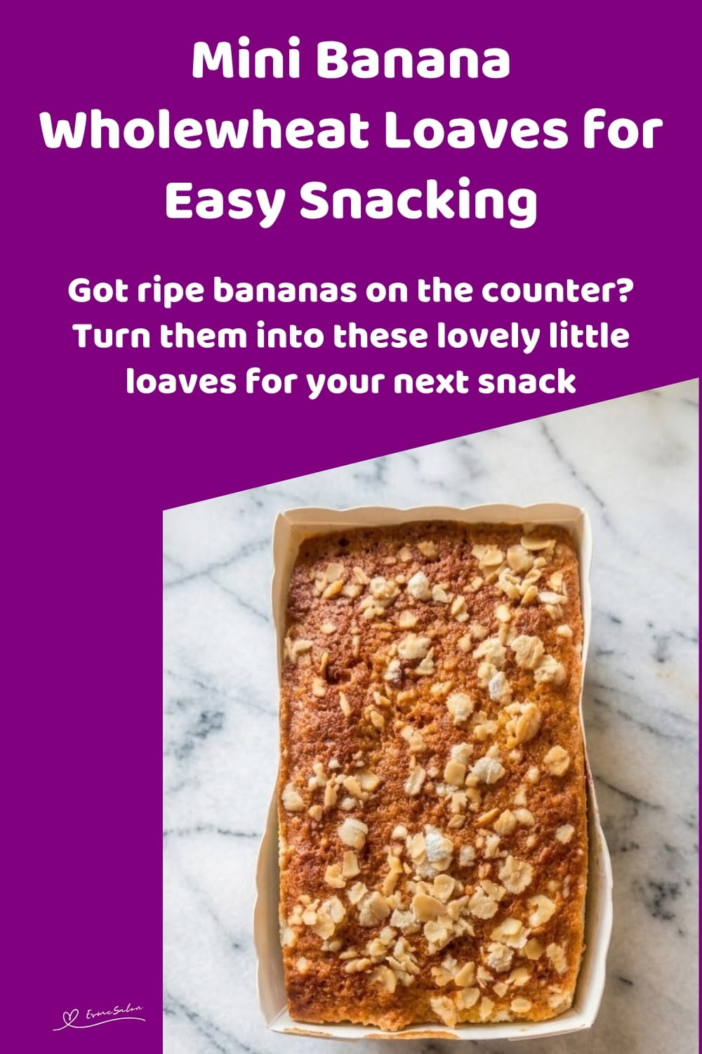 An image of Mini Banana Wholewheat Loaves with a sprinkling of oats as decoration