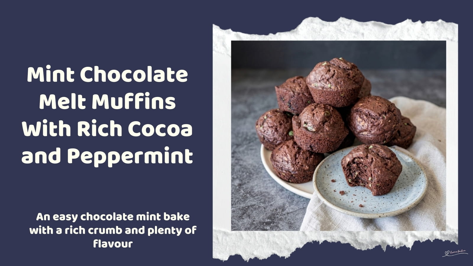 An image of Mint Chocolate Muffins with mint chocolate pieces and peppermint essence