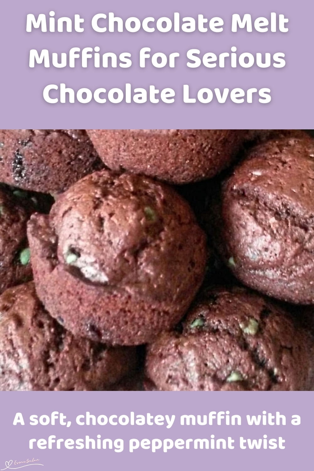 An image of Mint Chocolate Muffins with mint chocolate pieces and peppermint essence