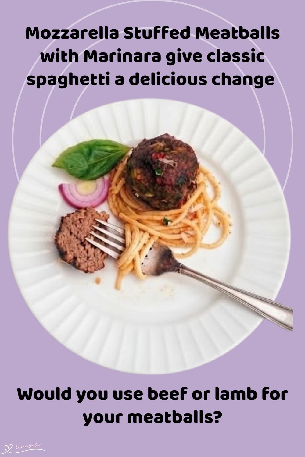An image of a plate with Meatballs with Marinara and stuffed with Mozzarella