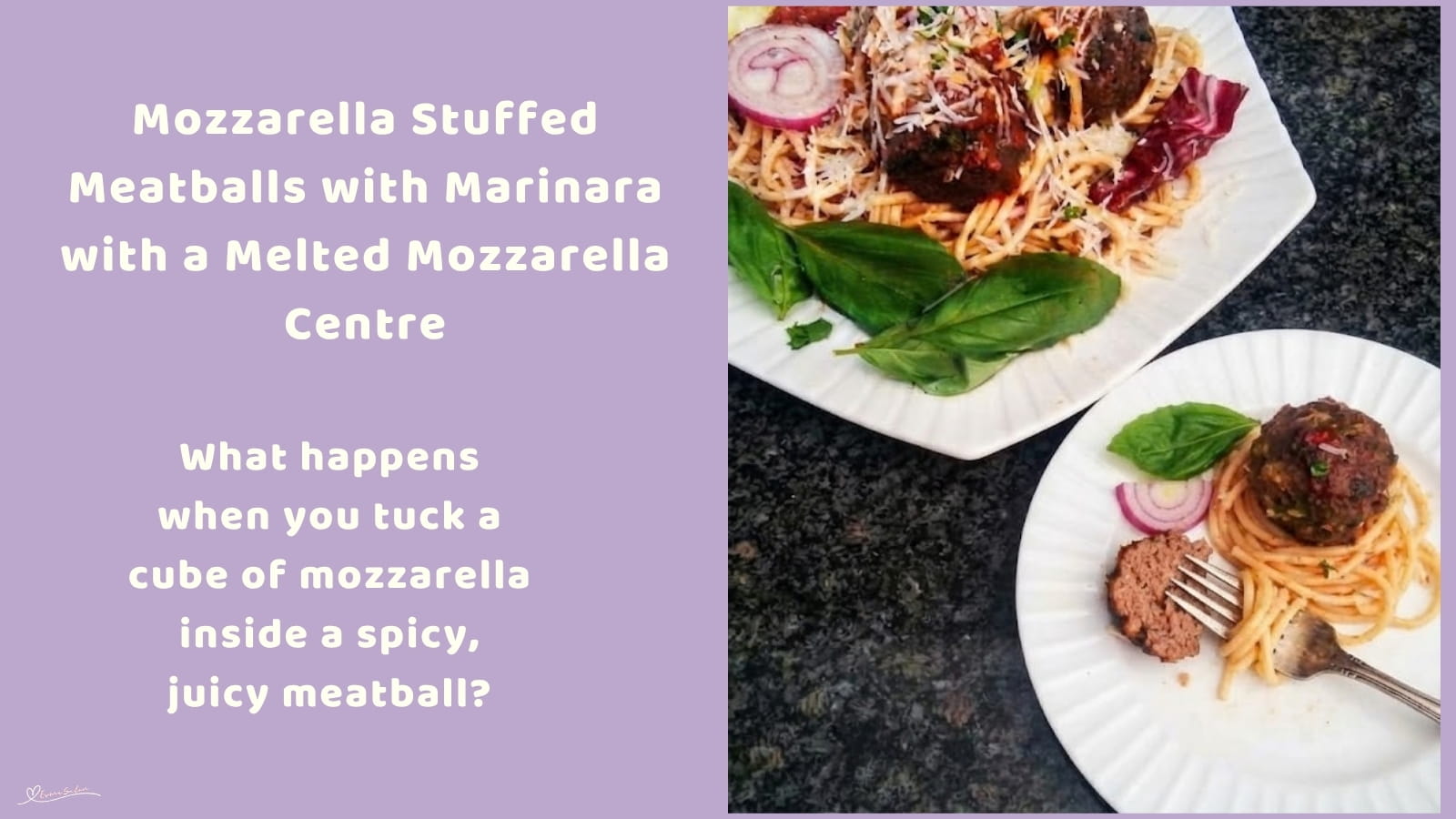 An image of a plate with Meatballs with Marinara and stuffed with Mozzarella