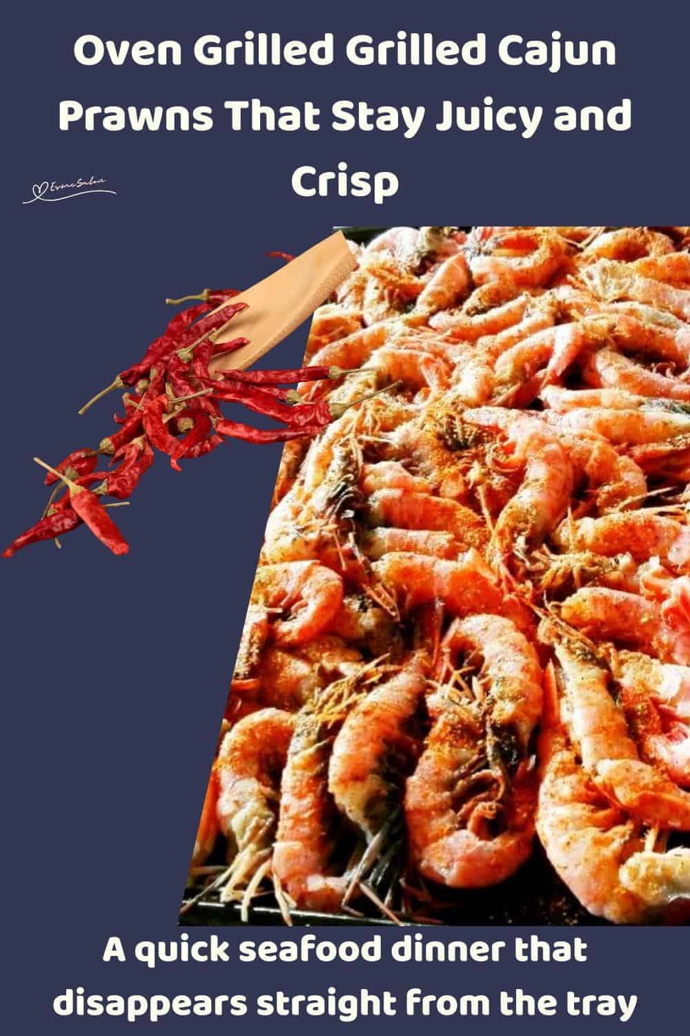 An image of a tray filled with Garlic Butter Oven Grilled Cajun Prawns