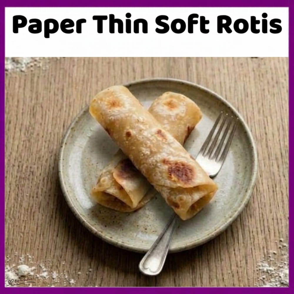 An image of a plate with Easy SA Homemade Paper Thin Soft Rotis for curry night
