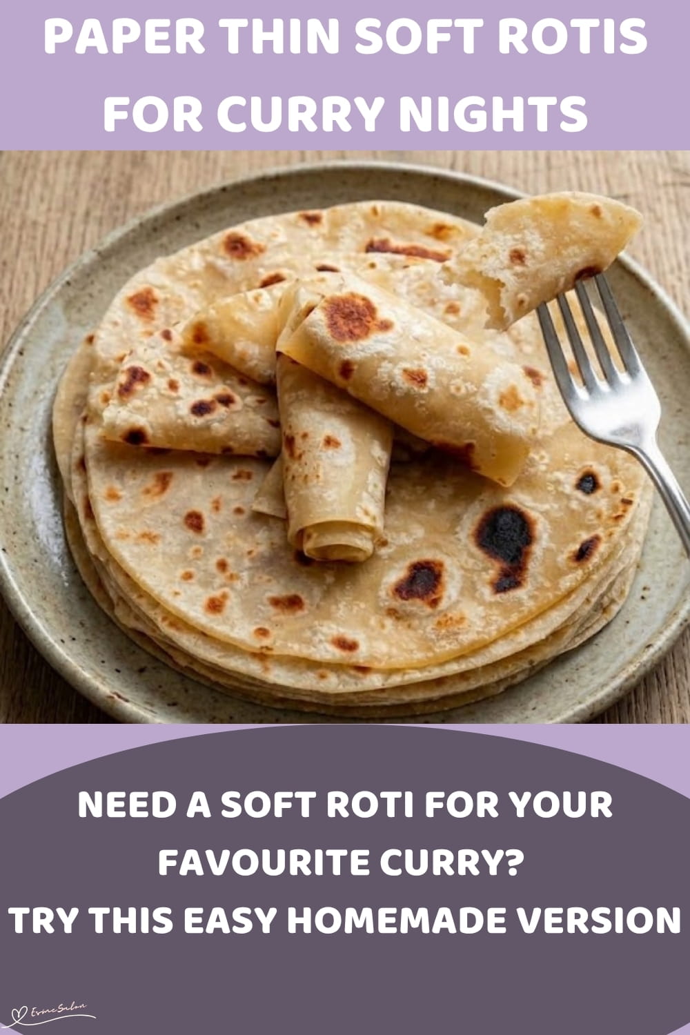 An image of a plate with Easy SA Homemade Paper Thin Soft Rotis for curry night