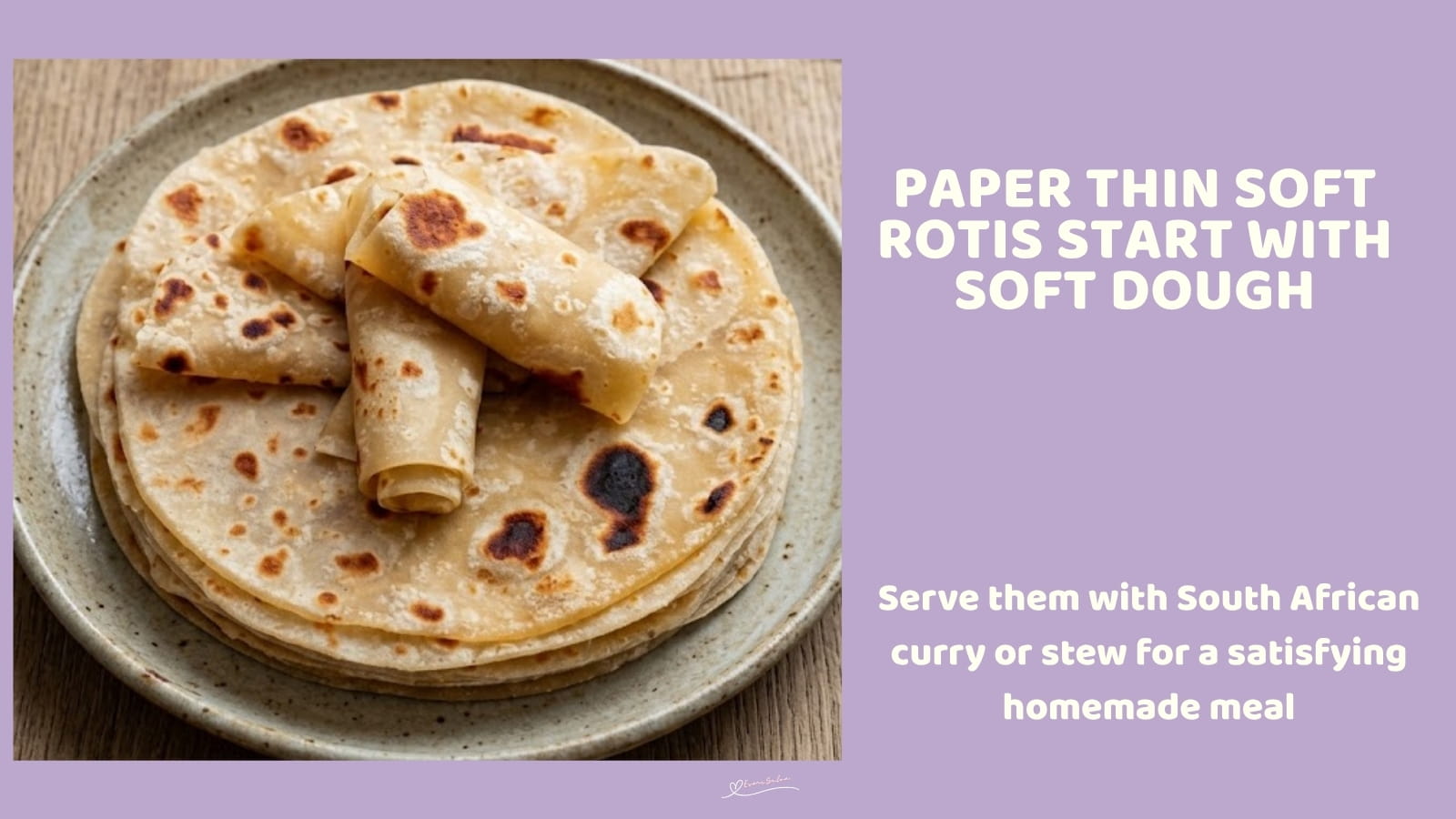 An image of a plate with Easy SA Homemade Paper Thin Soft Rotis for curry night