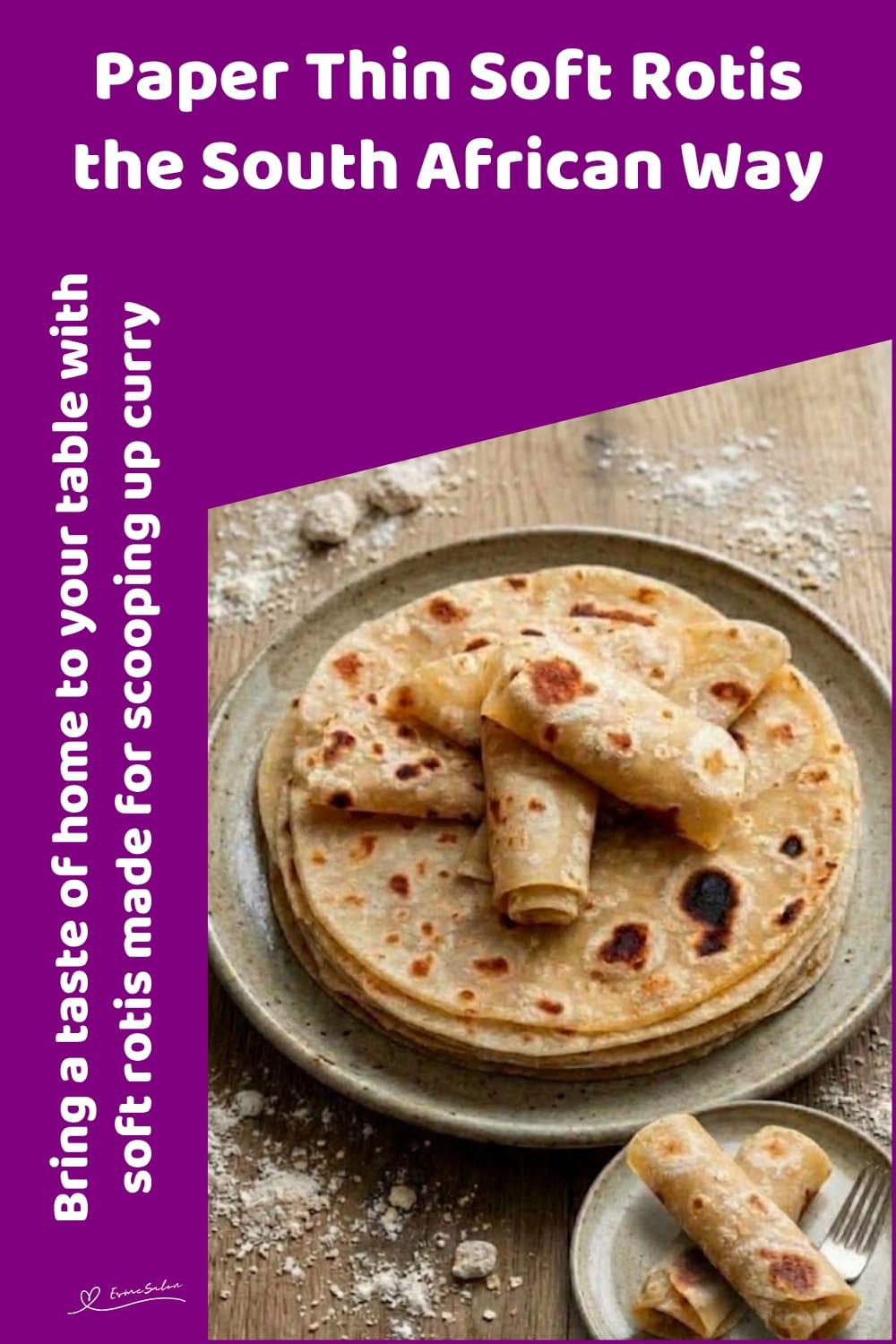 An image of a plate with Easy SA Homemade Paper Thin Soft Rotis for curry night