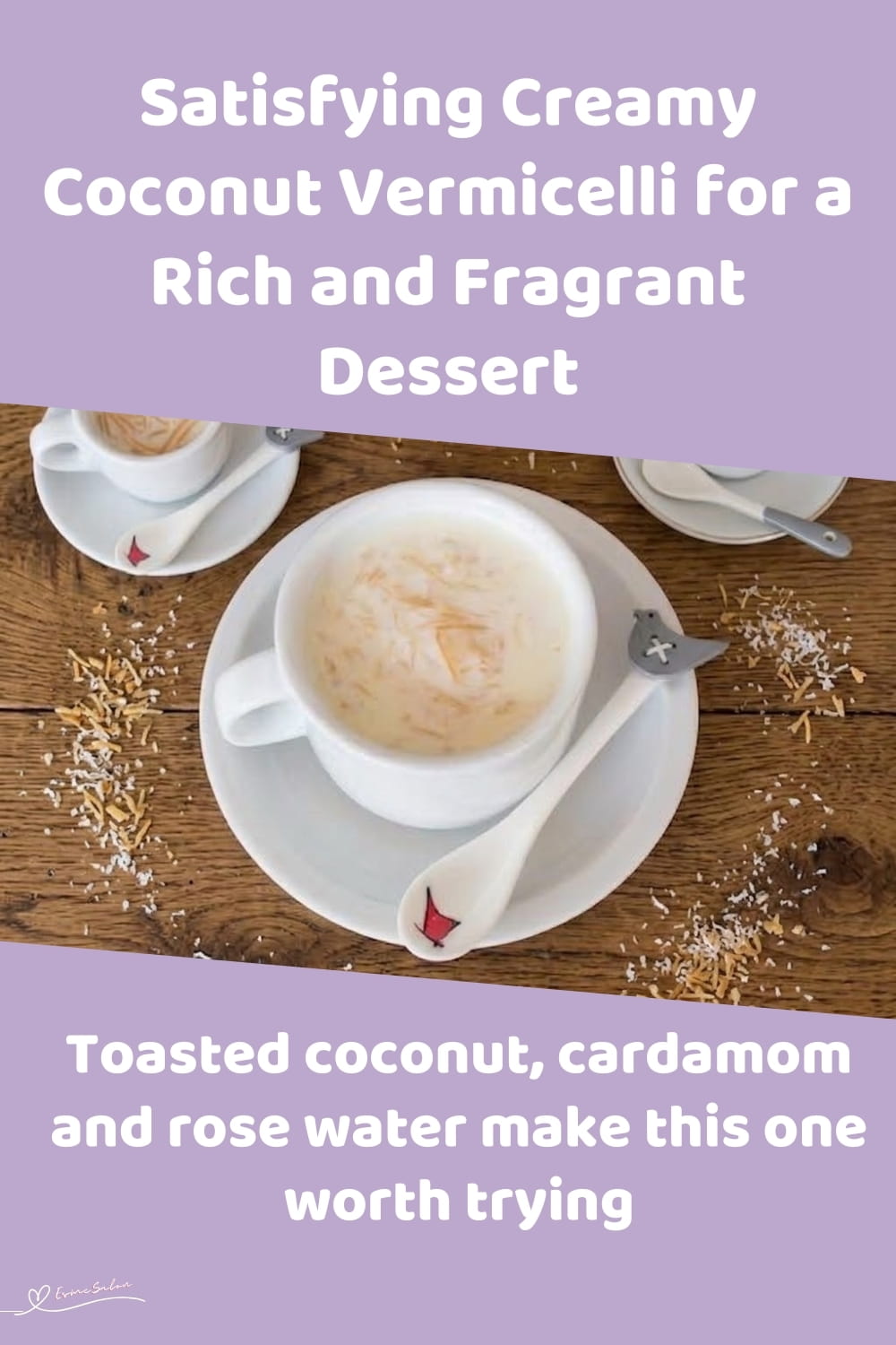 An image of a plate mug of Creamy Coconut Vermicelli with cardamom and rose water