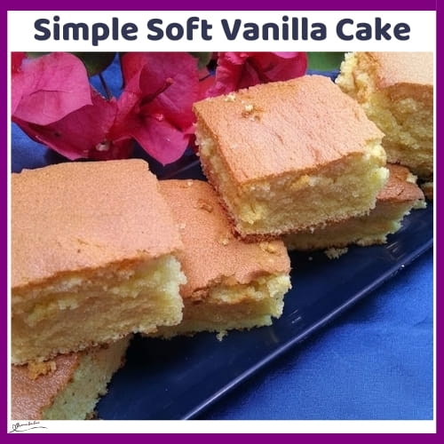 An image of a plate of Simple Soft Vanilla Cake Cubes