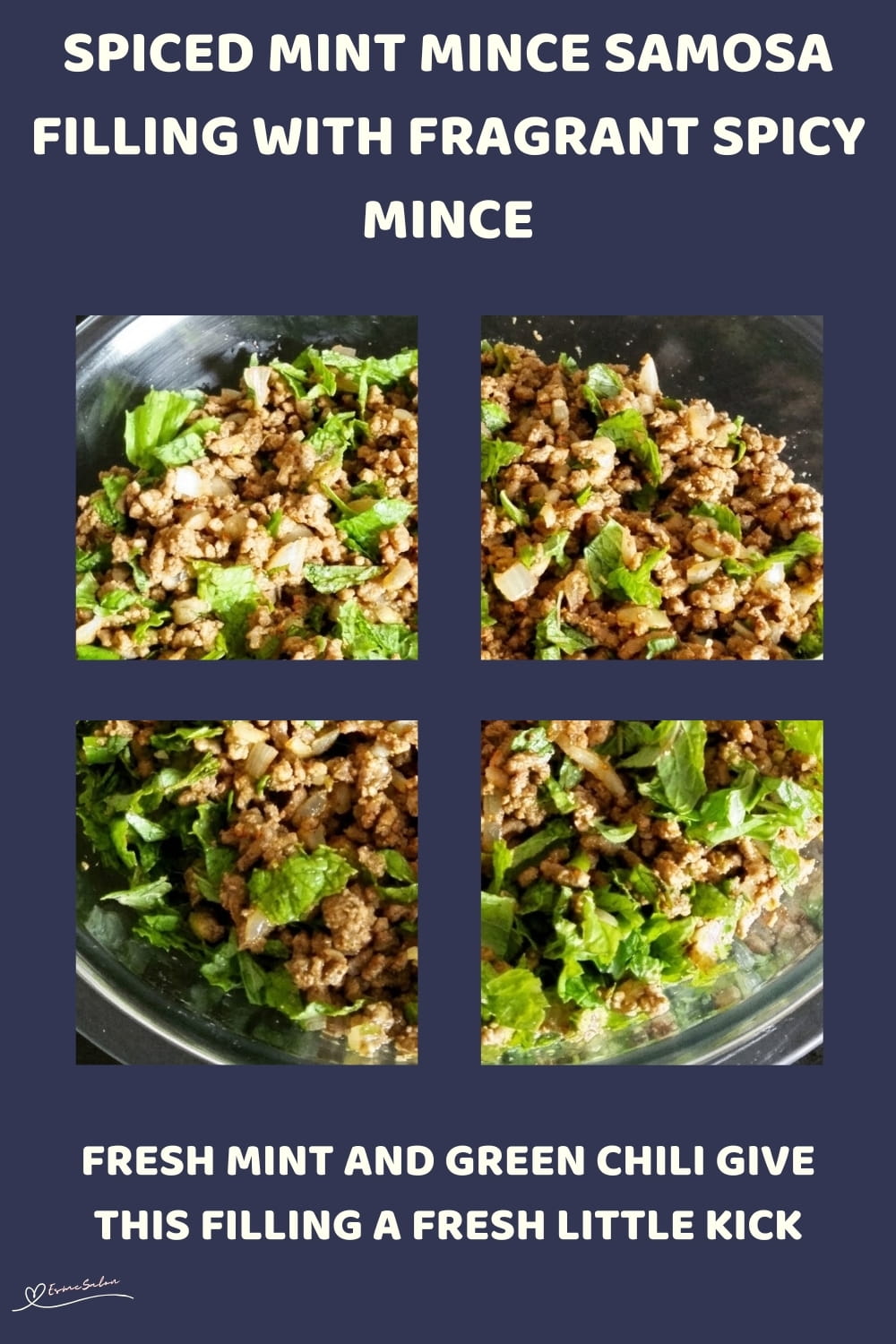 An image of a bowl of Spiced Mint Mince Samosa Filling ready for filling your Pur