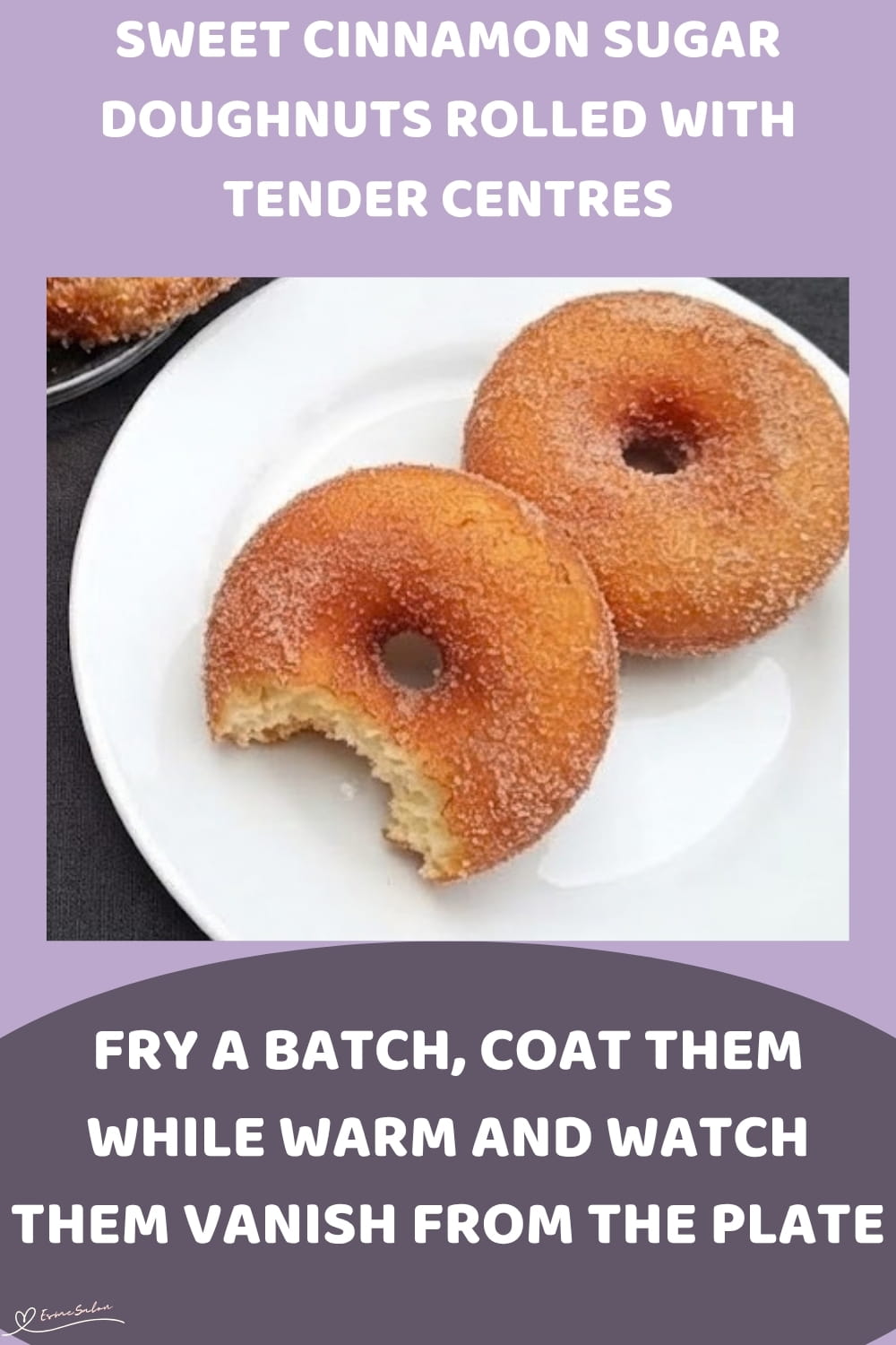 An image of a plate with Sweet Cinnamon Sugar Doughnuts
