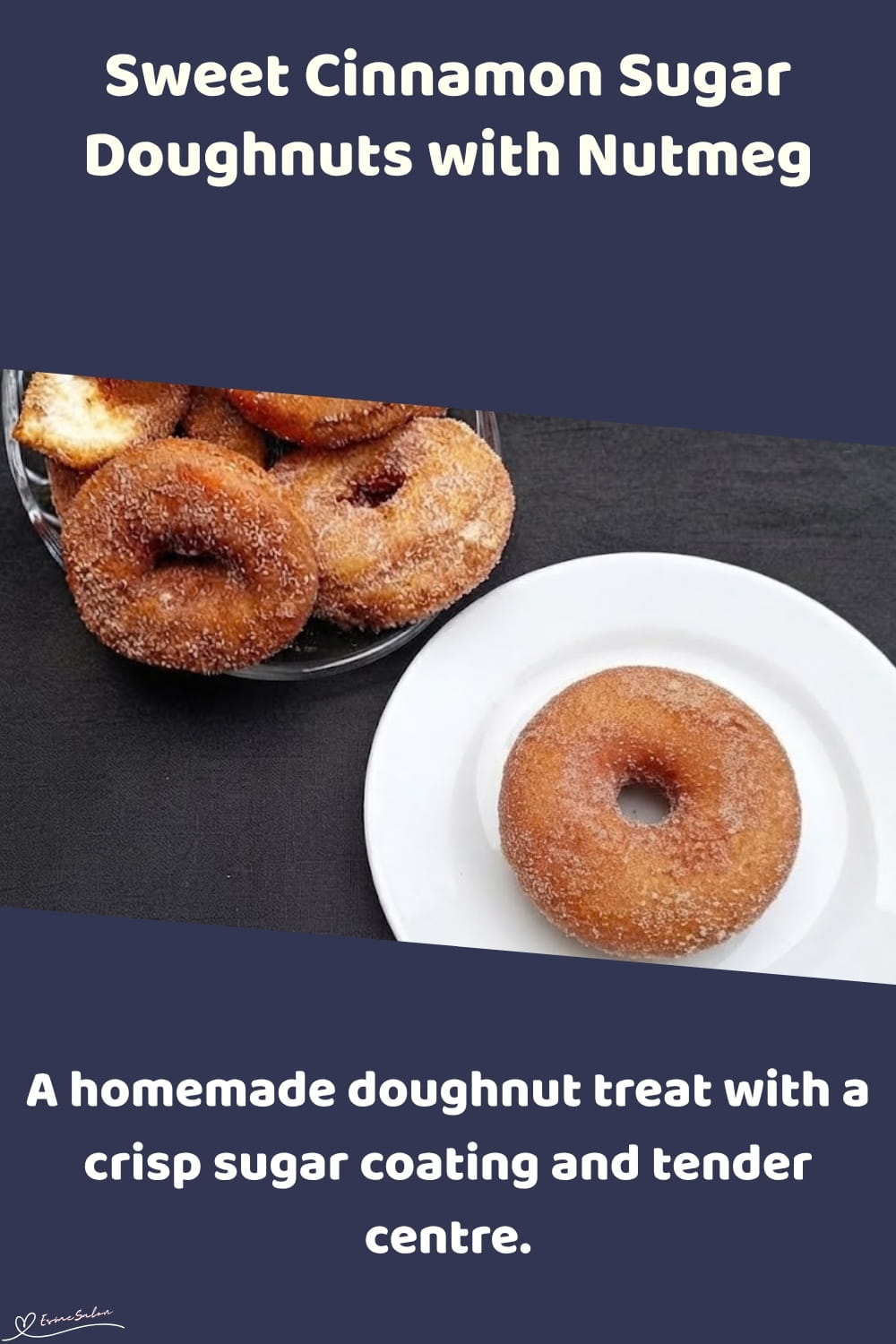 An image of a plate with Sweet Cinnamon Sugar Doughnuts