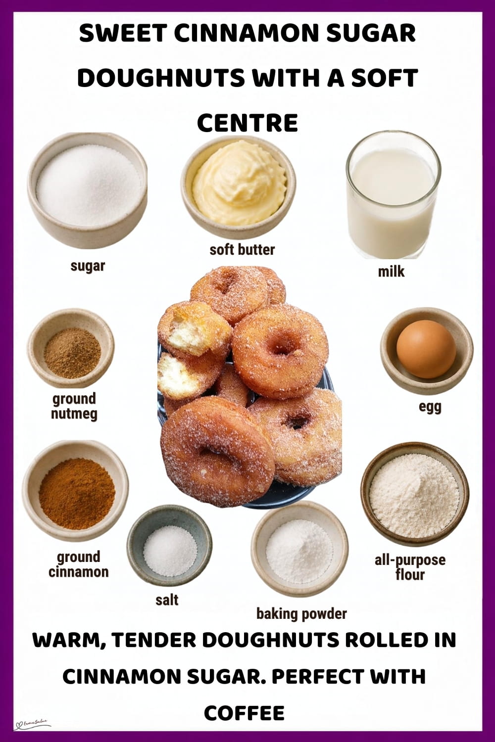 An image of a plate with Sweet Cinnamon Sugar Doughnuts