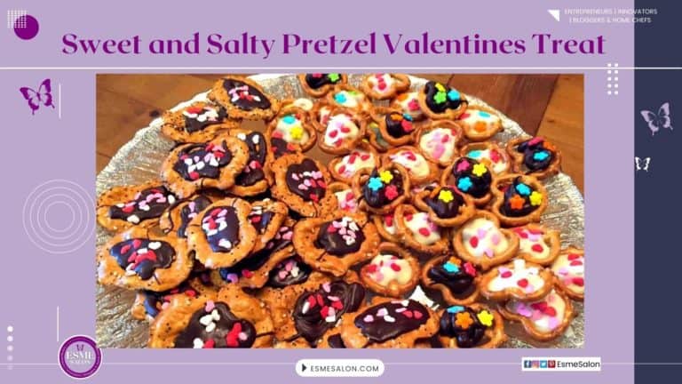 Salty Pretzels with chocolate filling and decorated with sugar heart candies