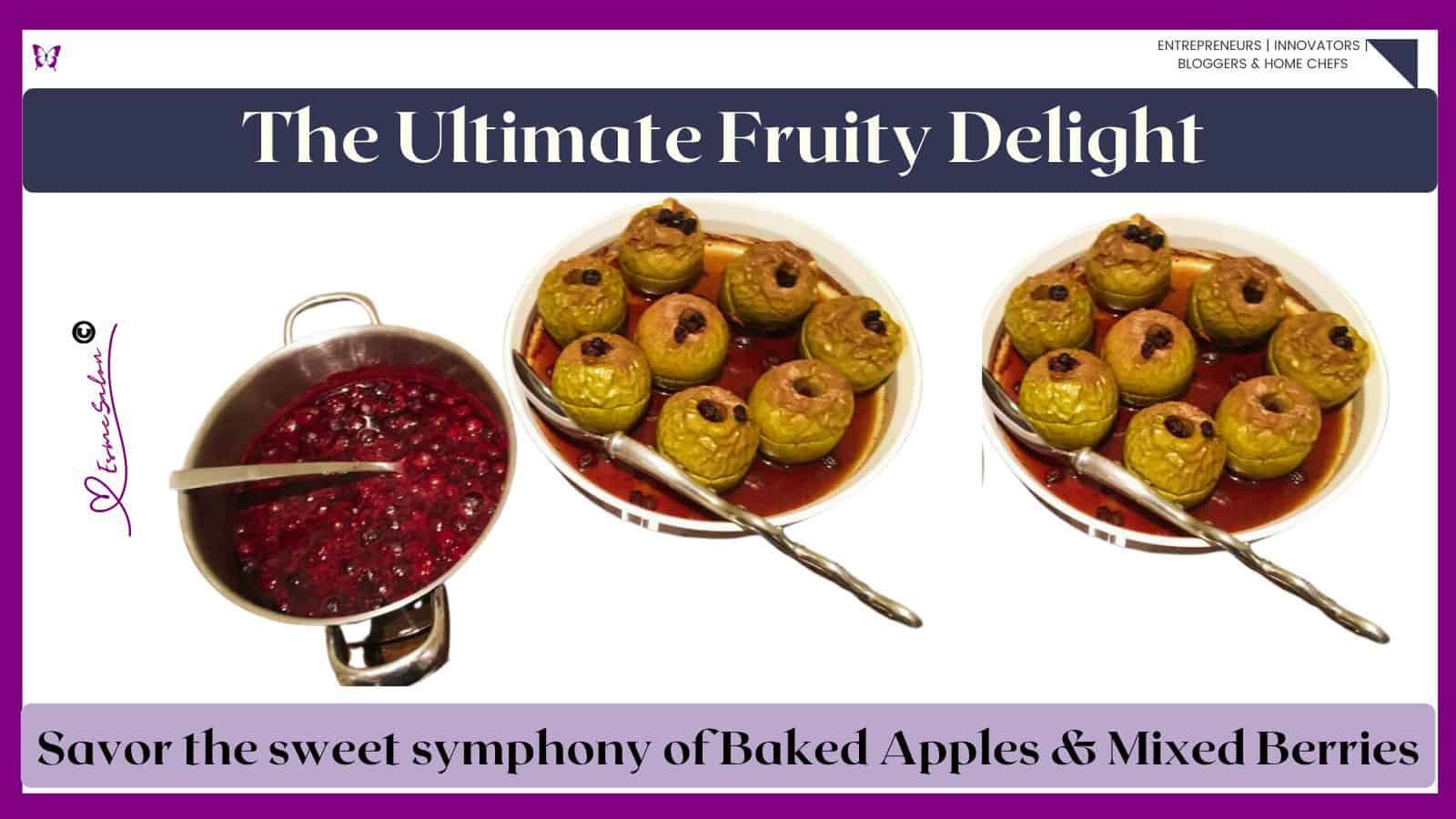 an image of 7 Baked Apples with a bowl of Mixed Berries or the side