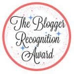 Blogger Recognition Award written in a red circle