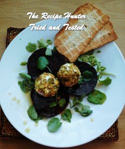 A salad made of Beetroot and Goats Cheese with melba toast