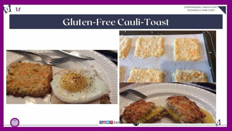 an image of cubes of Gluten-Free Cauli-Toast and plated with an egg on the Cauli-Toast