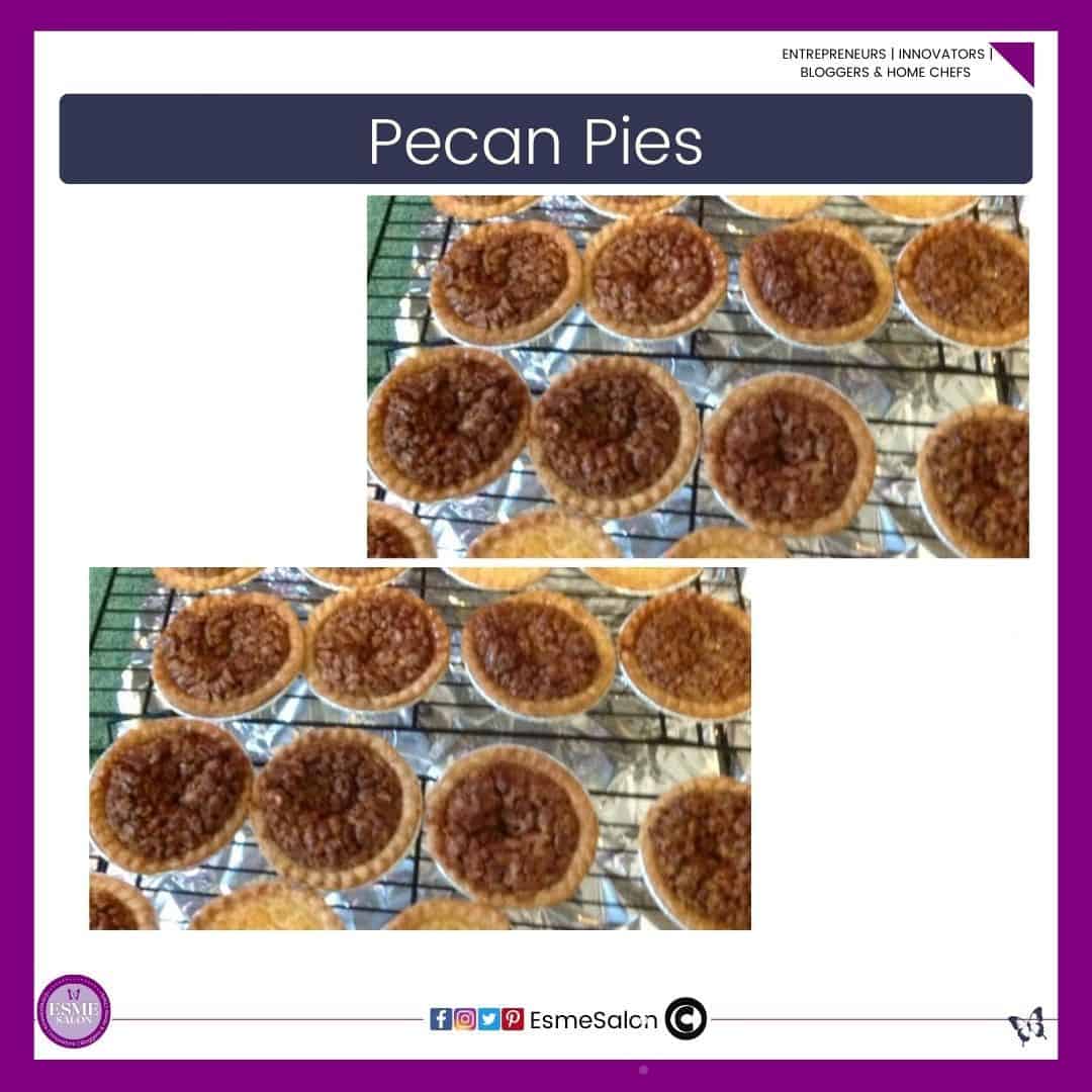 an image of 8 small Pecan Pies in store bought mini pie casings