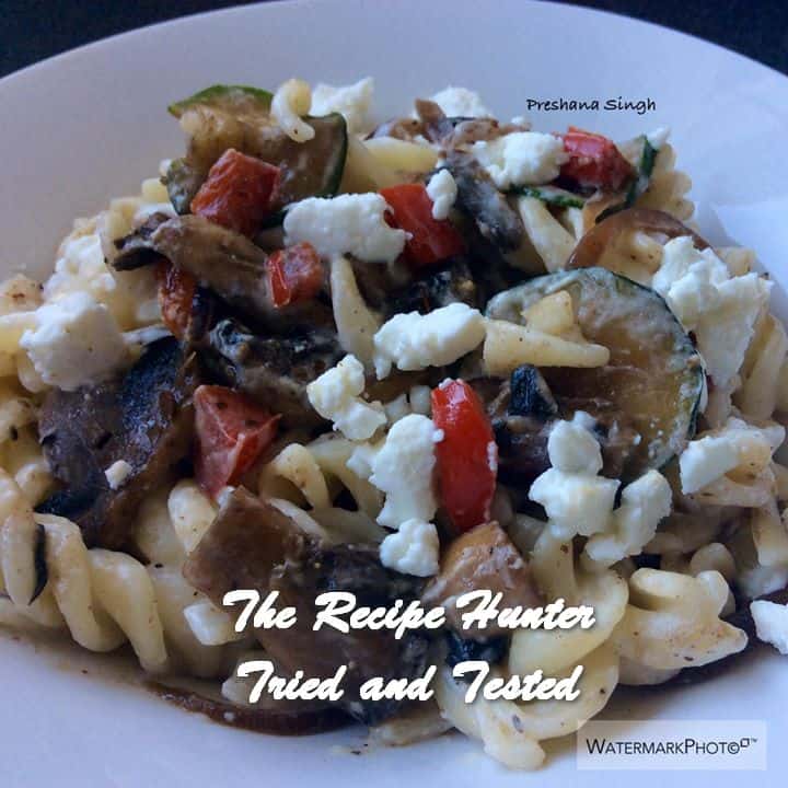 TRH Preshana's Sautéed vegetables with pasta and goats cheese